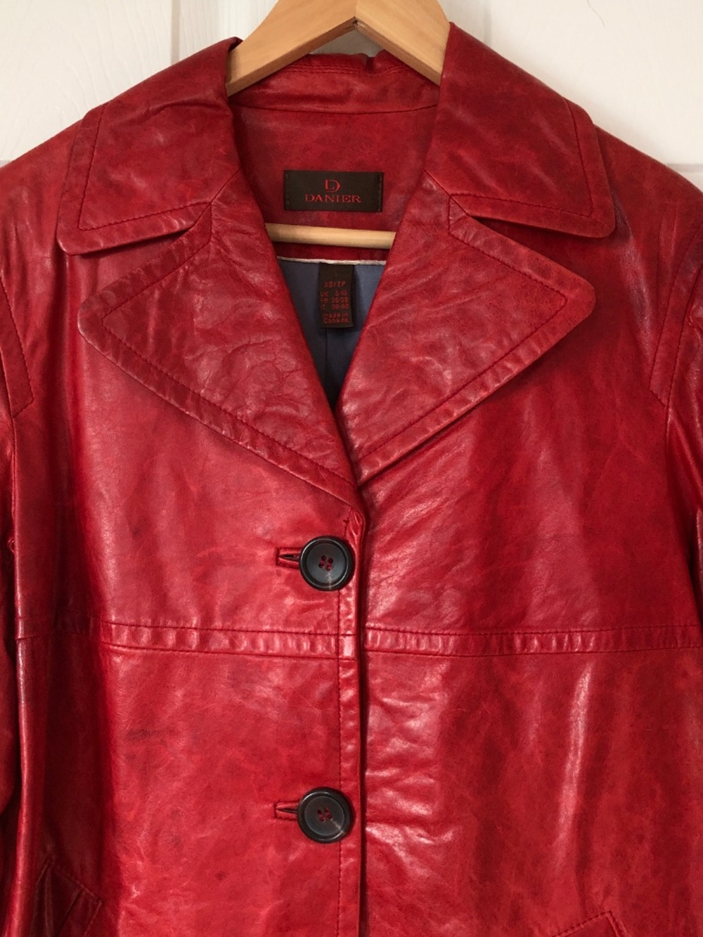 Danier Red Trench Style Leather Coat - Picture 4 of 8